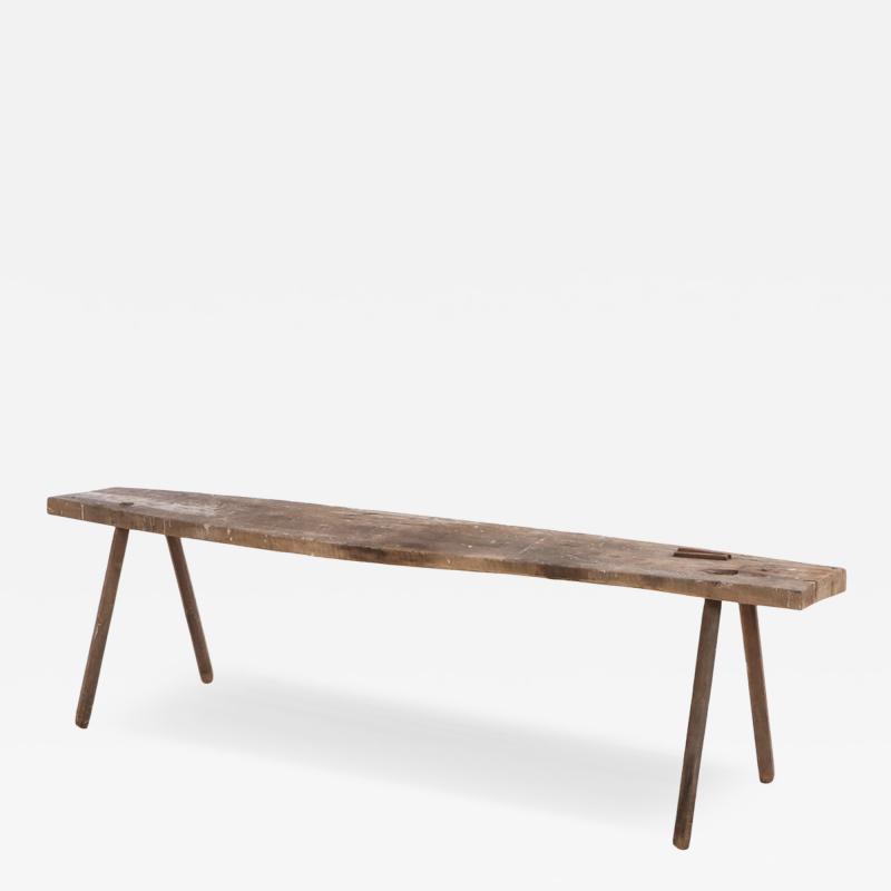 Early 20th Century Primitive Workbench Table Solid Wood 113 5 