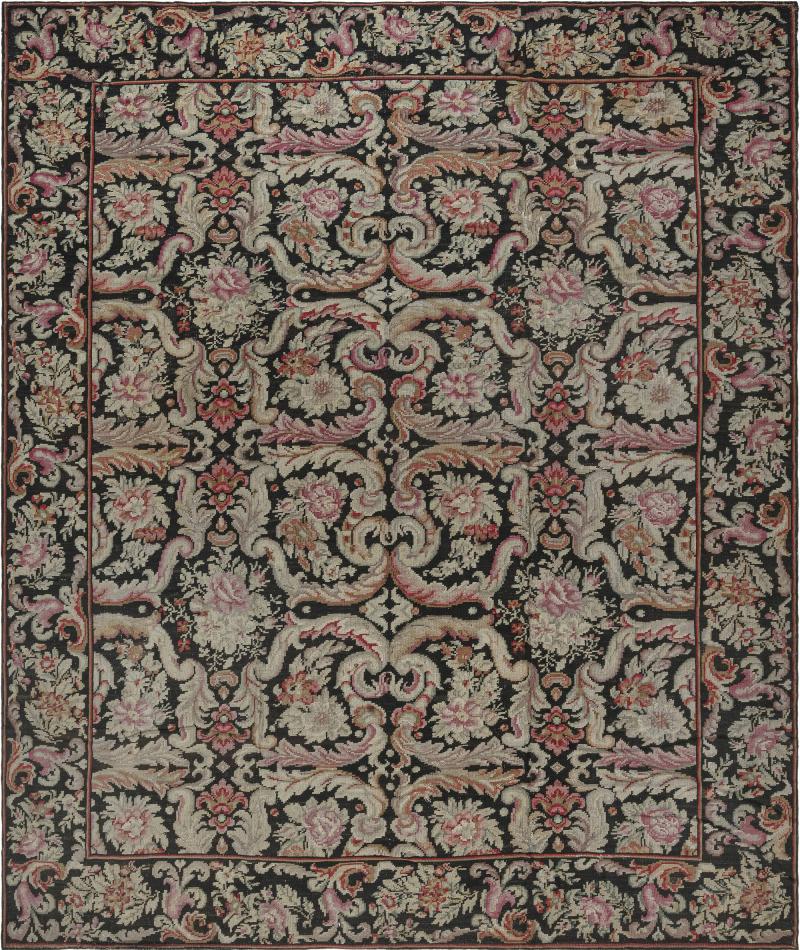 Early 20th Century Russian Bessarabian Floral Handmade Wool Rug