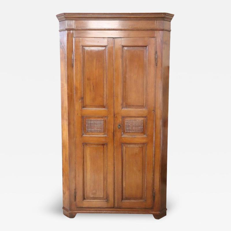 Early 20th Century Solid Walnut Corner Cupboard or Corner Cabinet