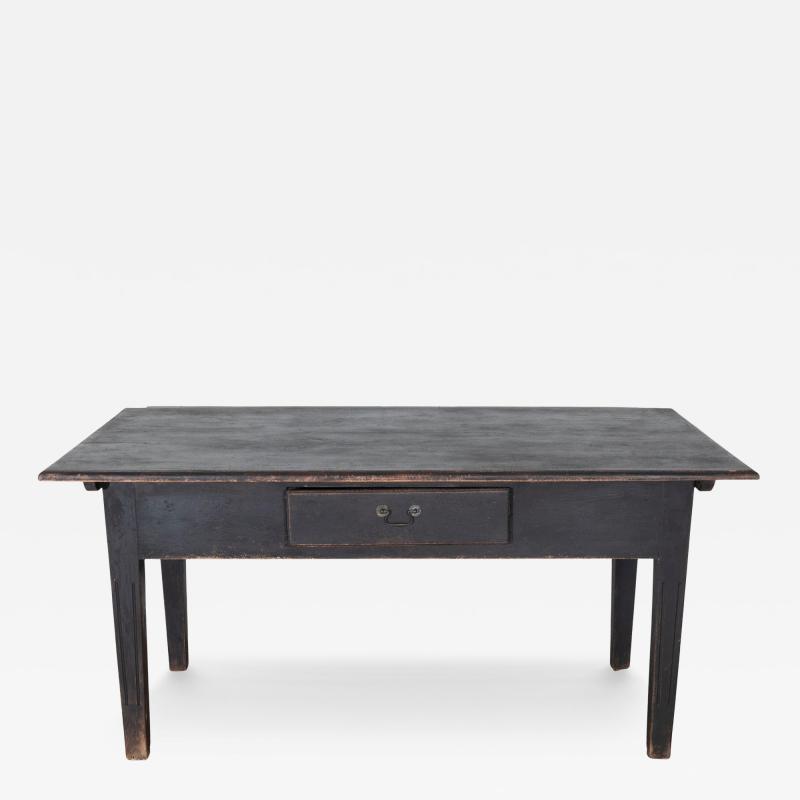Early 20th Century Swedish Country Pine Kitchen Table in Black