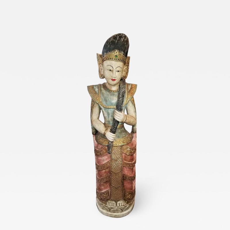 Early 20th Century Thai Goddess Polychrome Statue