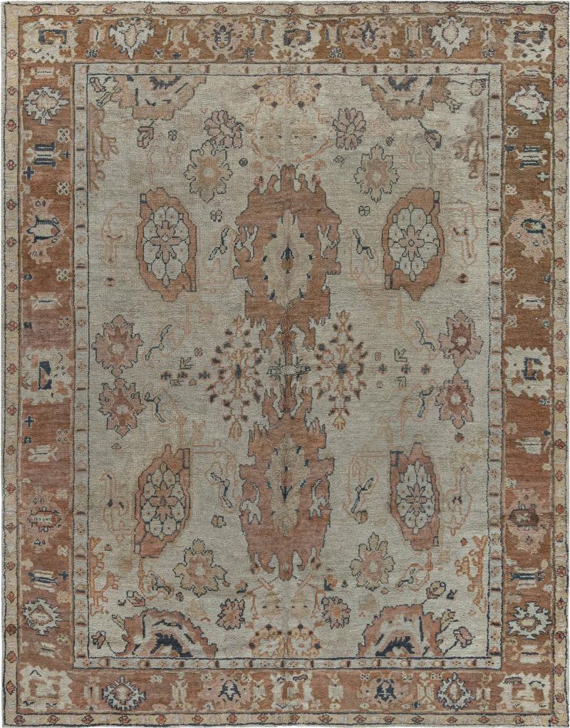 Early 20th Century Turkish Oushak Botanic Handmade Wool Rug