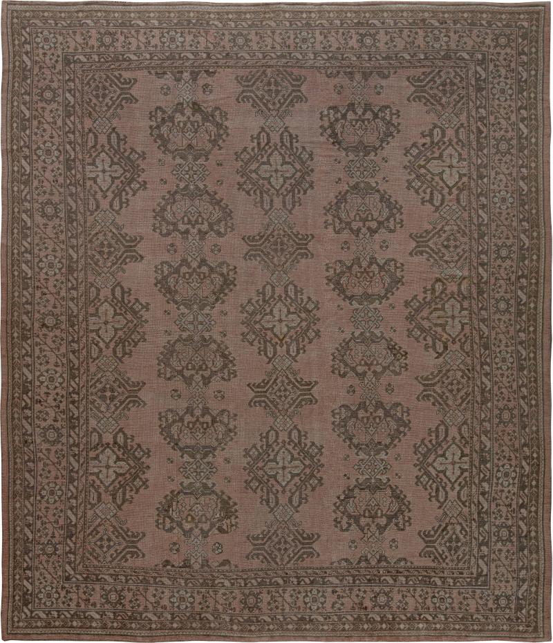 Early 20th Century Turkish Oushak Handmade Wool Rug