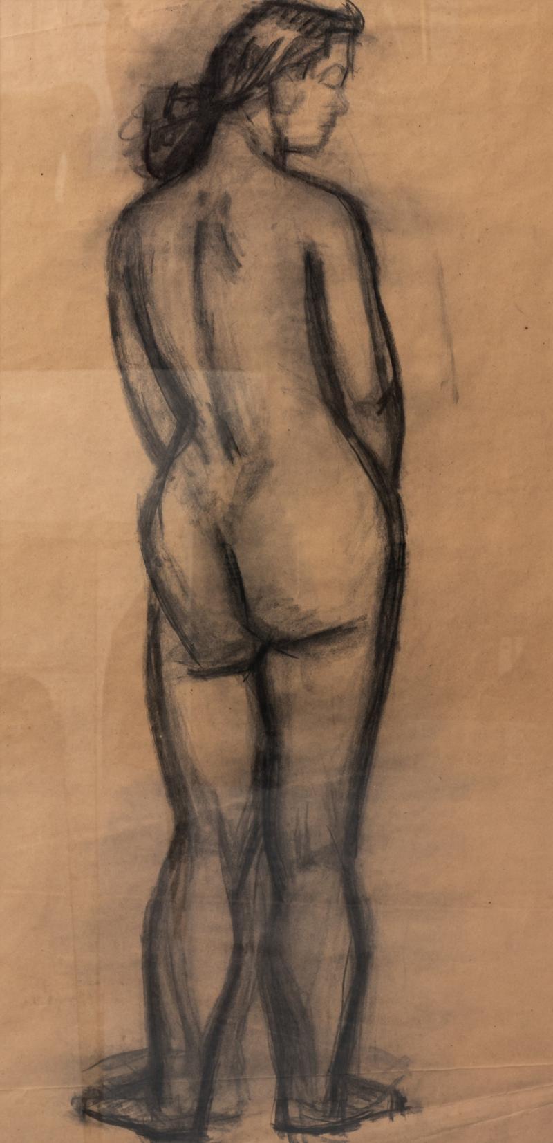 Early 20th century female figure in Charcoal with black frame