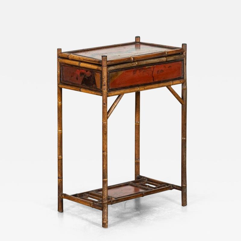 Early 20thC English Bamboo Sewing Side Table