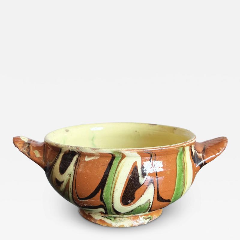 Early American Swirled Pottery Bowl
