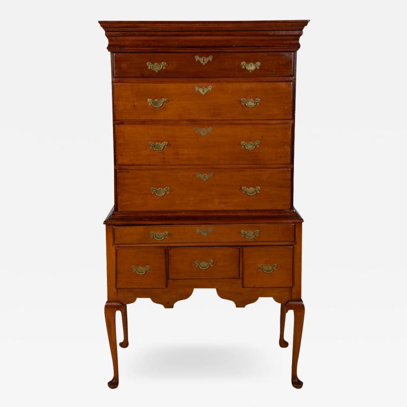 Early American Two Part Queen Anne Cherry Highboy