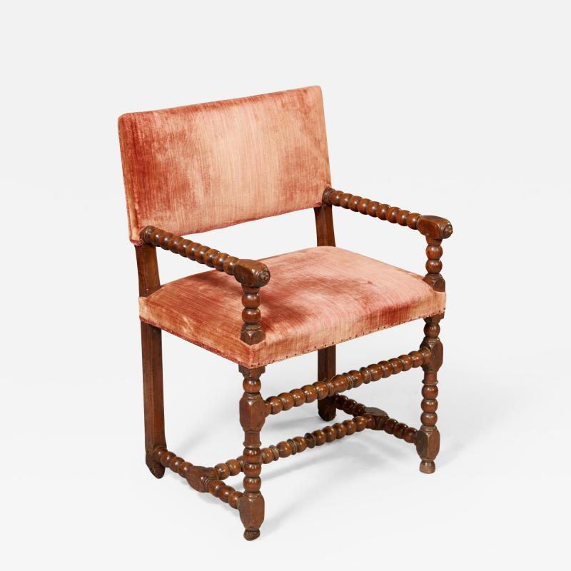 Early Bobbin Turned Walnut Armchair