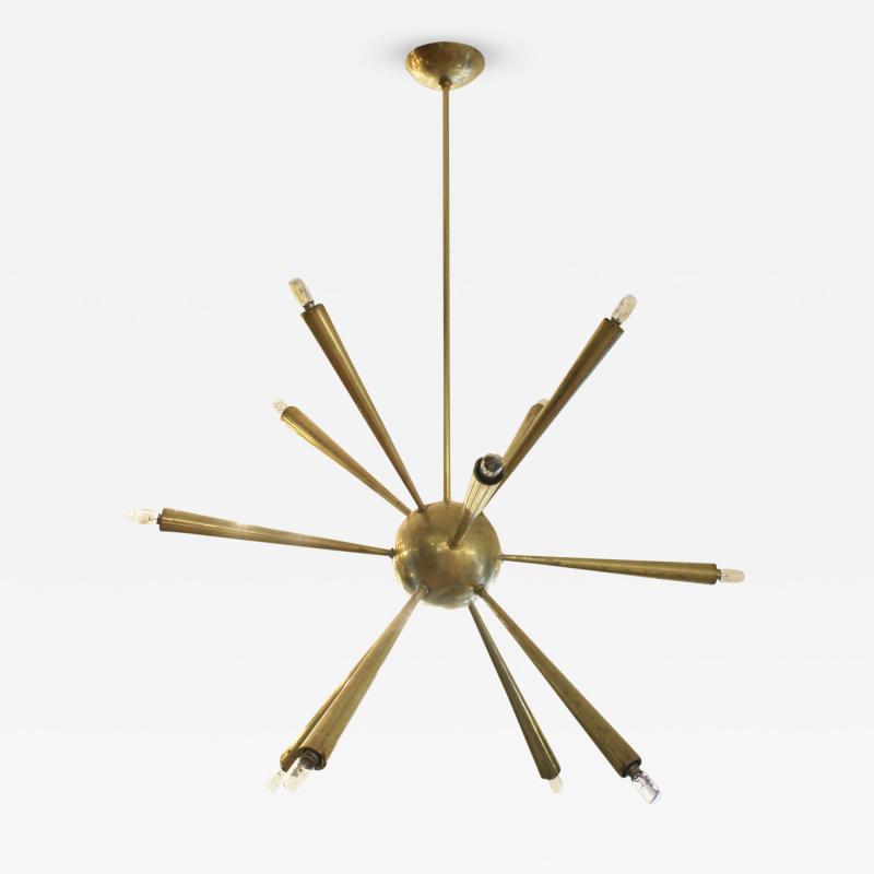 Early Brass Sputnik Chandelier Italy 1950s