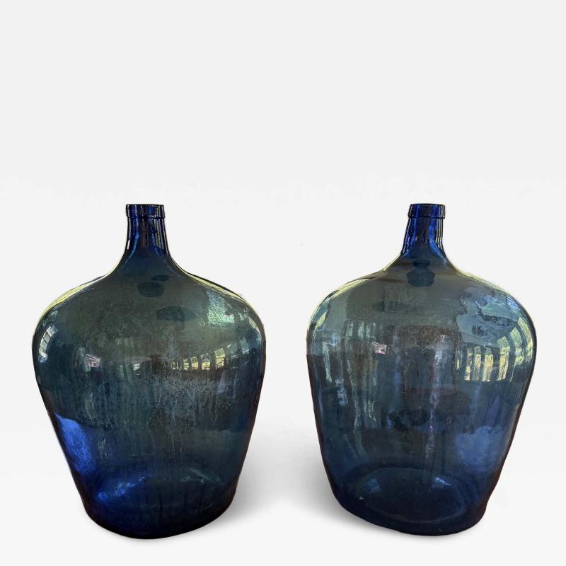 Early English 20th c blue acid bottles