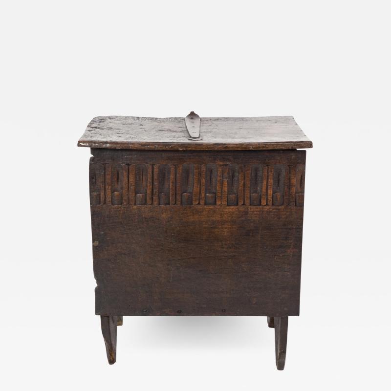 Early English Oak Coffer With Finger Groove Carving Frieze English Circa 1700 