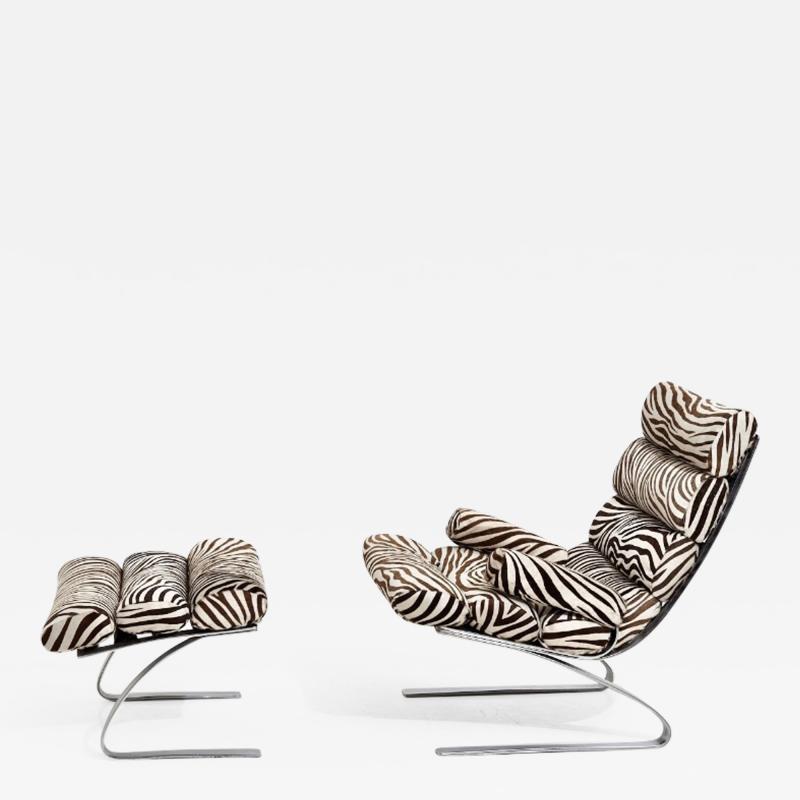 Early Sinus Zebra Leather Lounge Chair by Adolf Schr pfer for COR Germany 1976