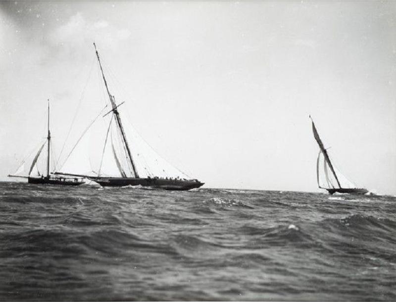 Early silver gelatin photo print by Beken of Cowes Yacht Maid Marion