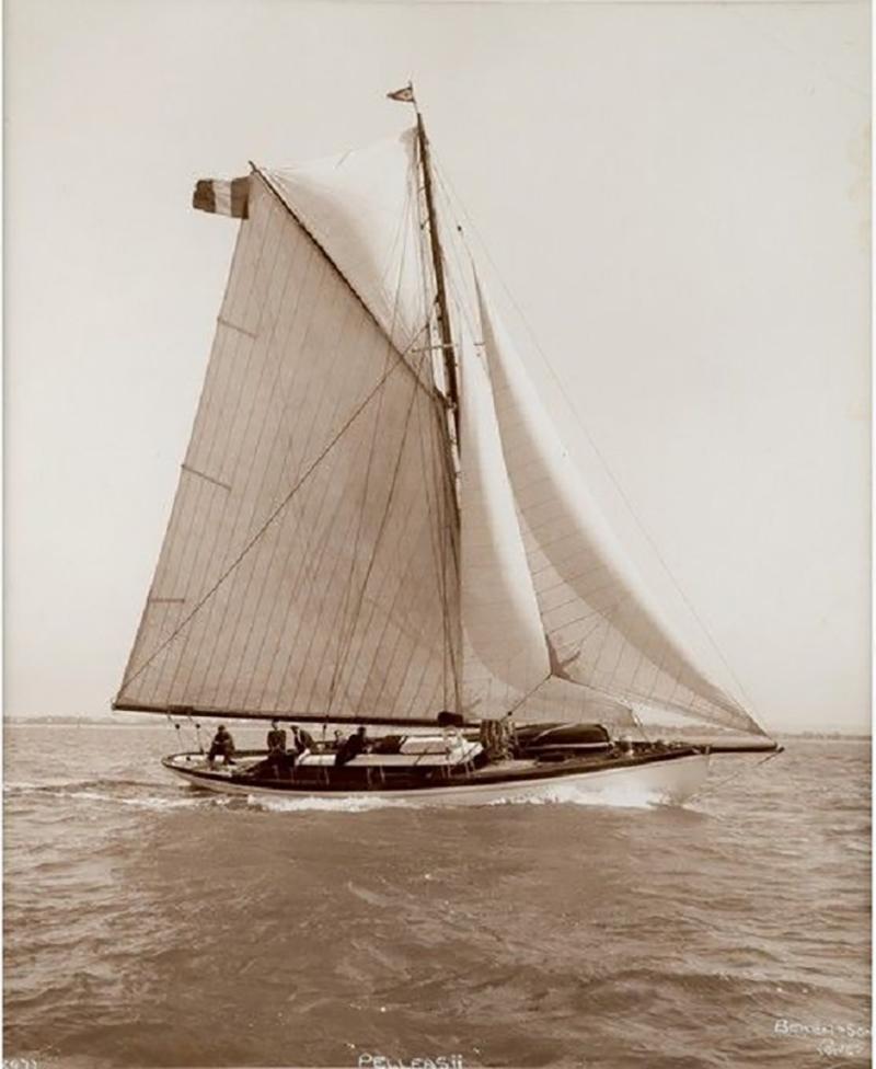 Early silver gelatin photo print by Beken of Cowes Yacht Pelleas II