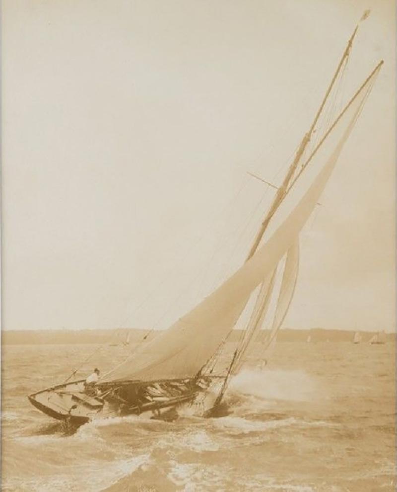 Early silver gelatin photo print by Beken of Cowes Yacht Solde