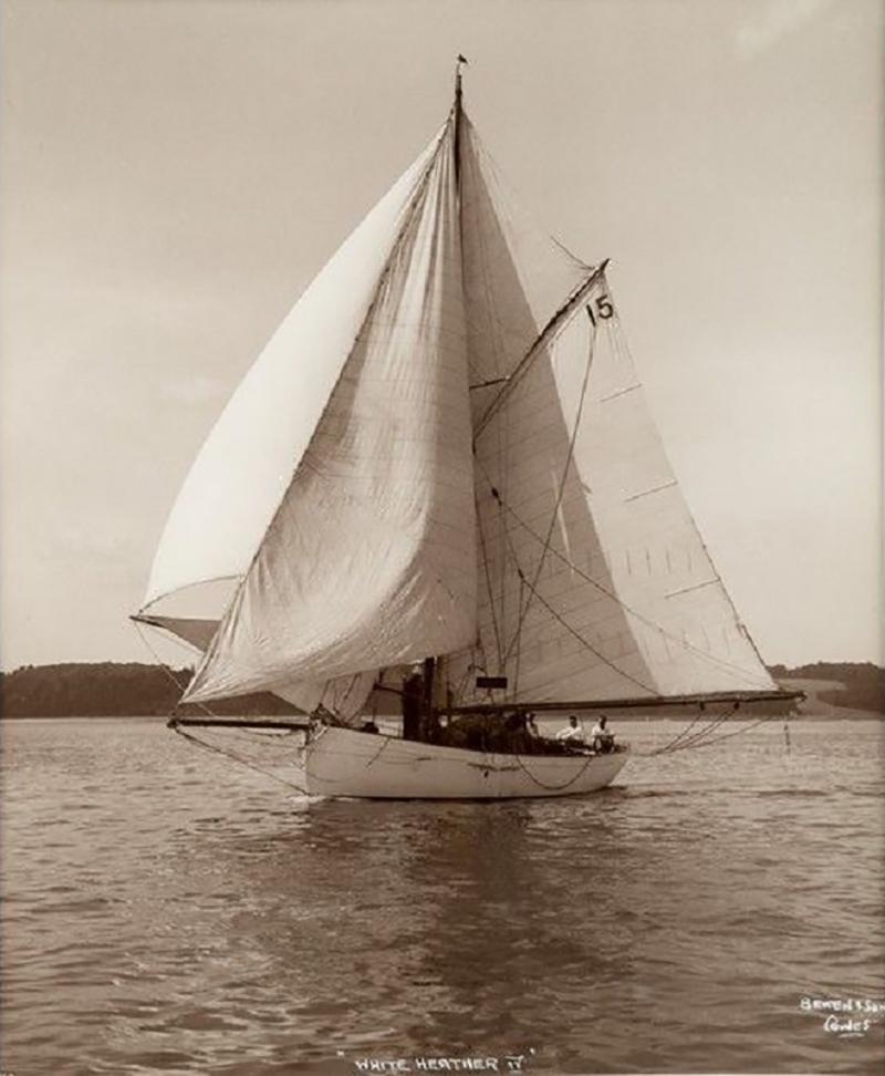 Early silver gelatin photo print by Beken of Cowes Yacht White Heather