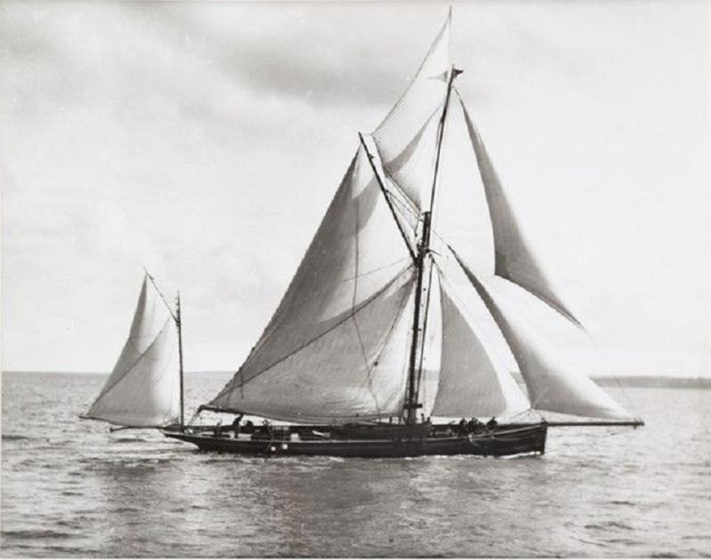 Early silver gelatin photographic print by Beken of Cowes Ketch Iona