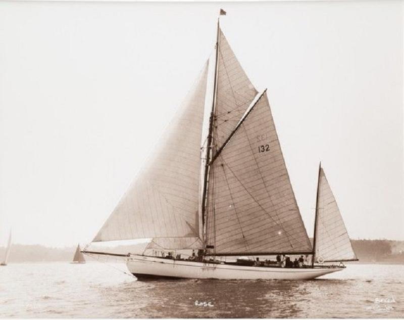 Early silver gelatin photographic print by Beken of Cowes Yawl Rose of Newtown