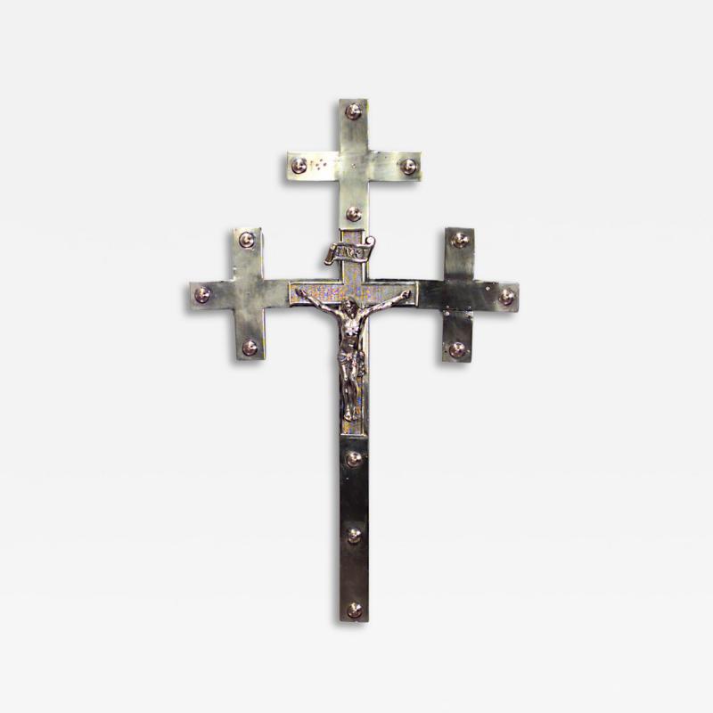 Eastern European Brass Wall Crucifix