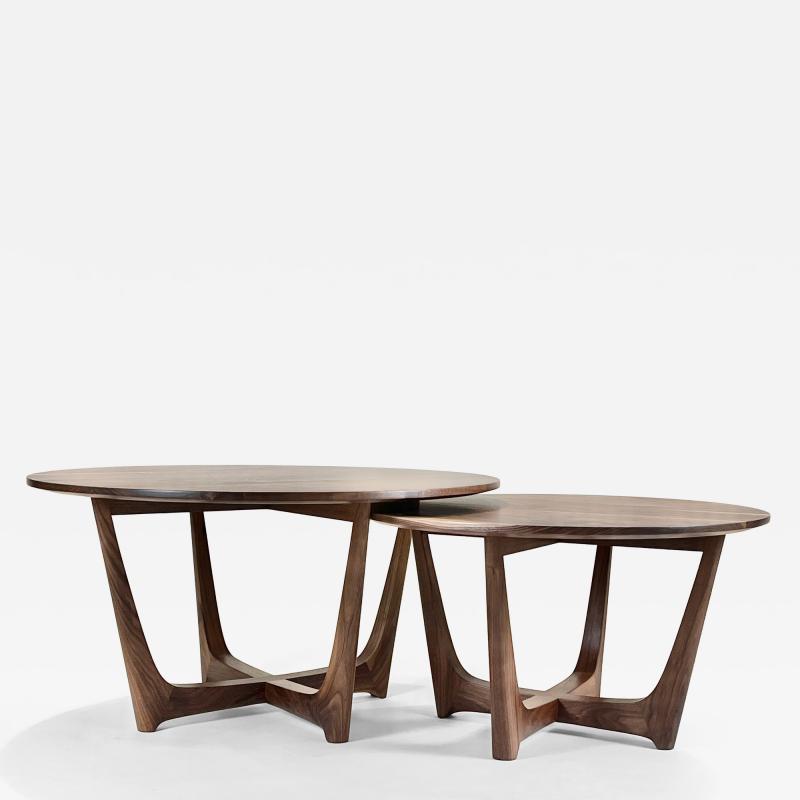 Eben Blaney Round Nesting Townsend Coffee Tables in Walnut