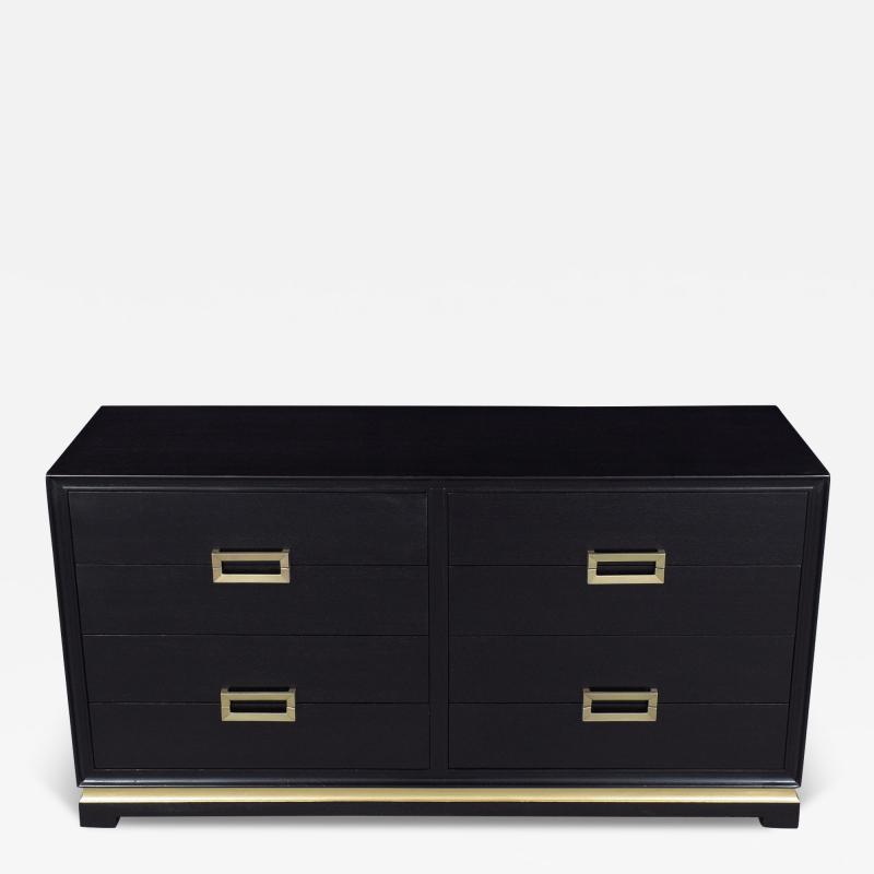 Ebonized 1960s Mid Century Modern Dresser with Brass Accents