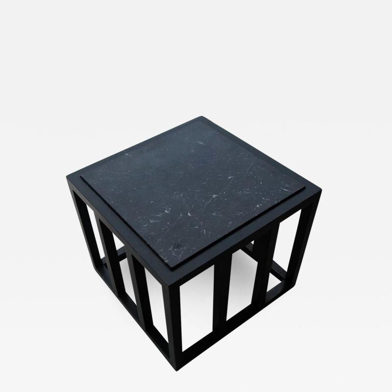 Ebonized Marble Side Table