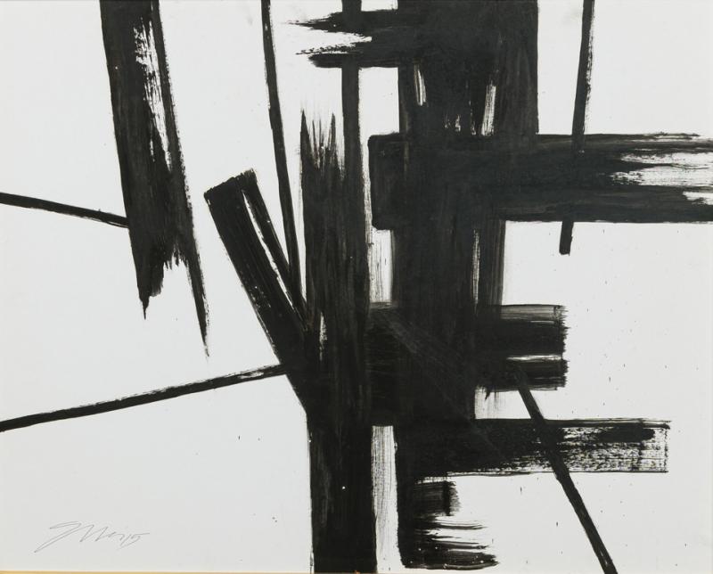 Ed Eller American Mid Century Black and White Abstract Painting