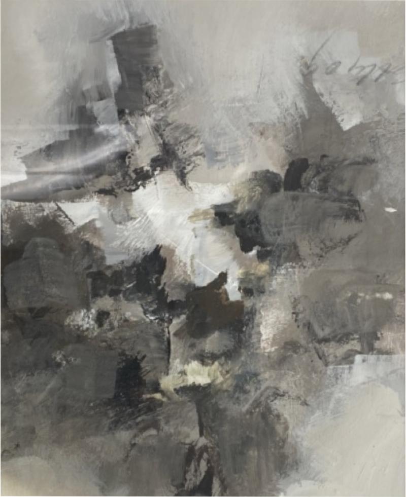 Ed Eller Contemporary American Dark Gray Abstract Painting