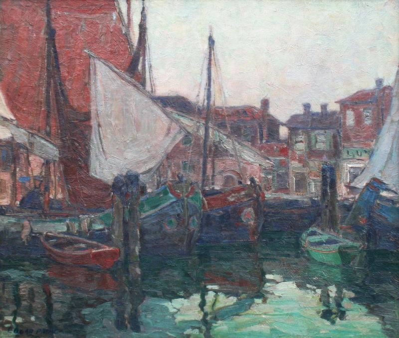 Edgar Alwin Payne Italian Cargo Boats at Rest