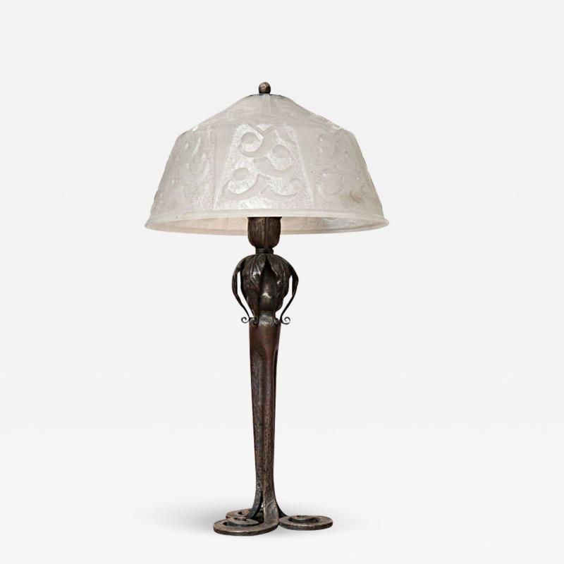 Edgar Brandt Art Deco Table Lamp by Edgar Brandt Daum