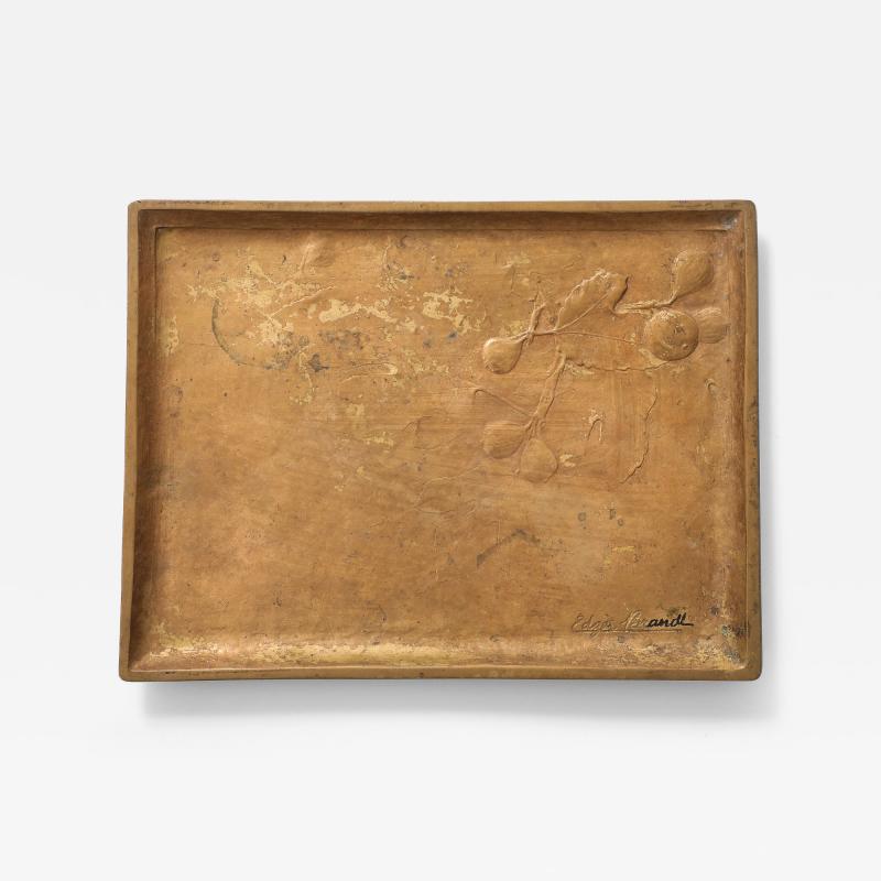 Edgar Brandt Edgar Brandt Art Nouveau Bronze Ormolu Tray Relief Decoration France signed
