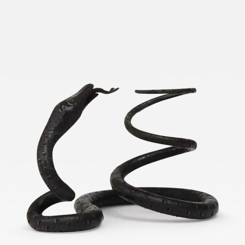 Edgar Brandt Edgar Brandt Style Hand Forged Iron Snake or Serpent Sculpture Austria 1920s