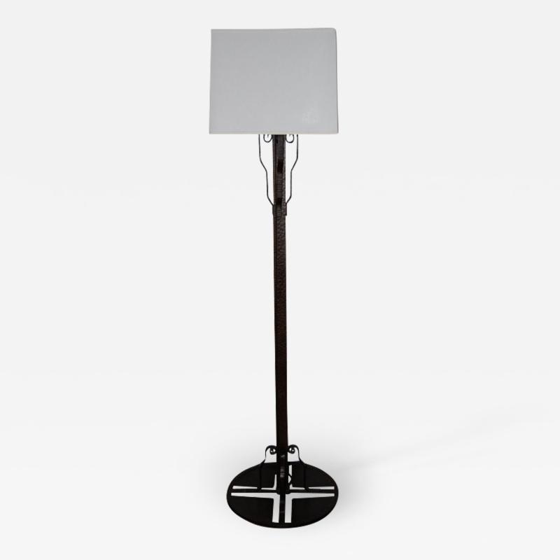 Edgar Brandt French Fer Forge Floor Lamp style of Edgar Brandt