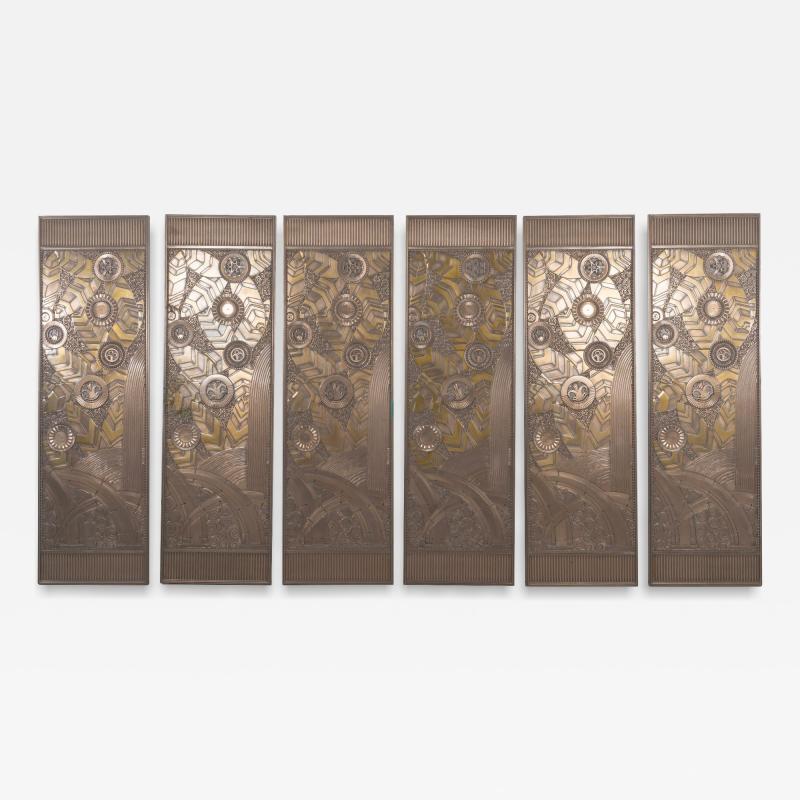 Edgar Brandt Set of Six Bronze Decorative Panels Edgar Brandt Style
