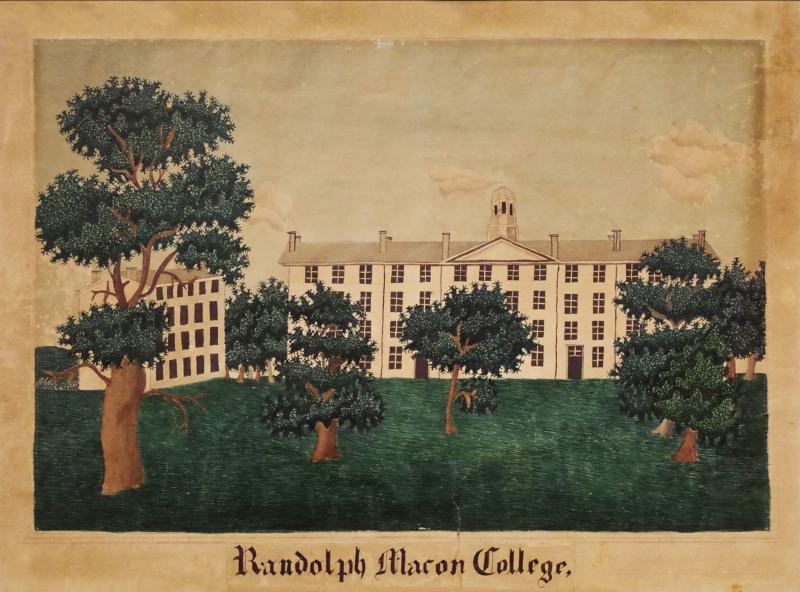 Edith A H R Simmons Watercolor of Randolph Macon College Virginia 1840 45