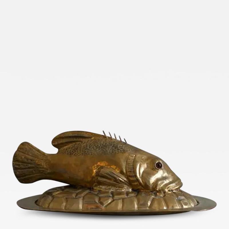 Edizioni Molto Brass Fish Serving Tray Molto Editions 1970s