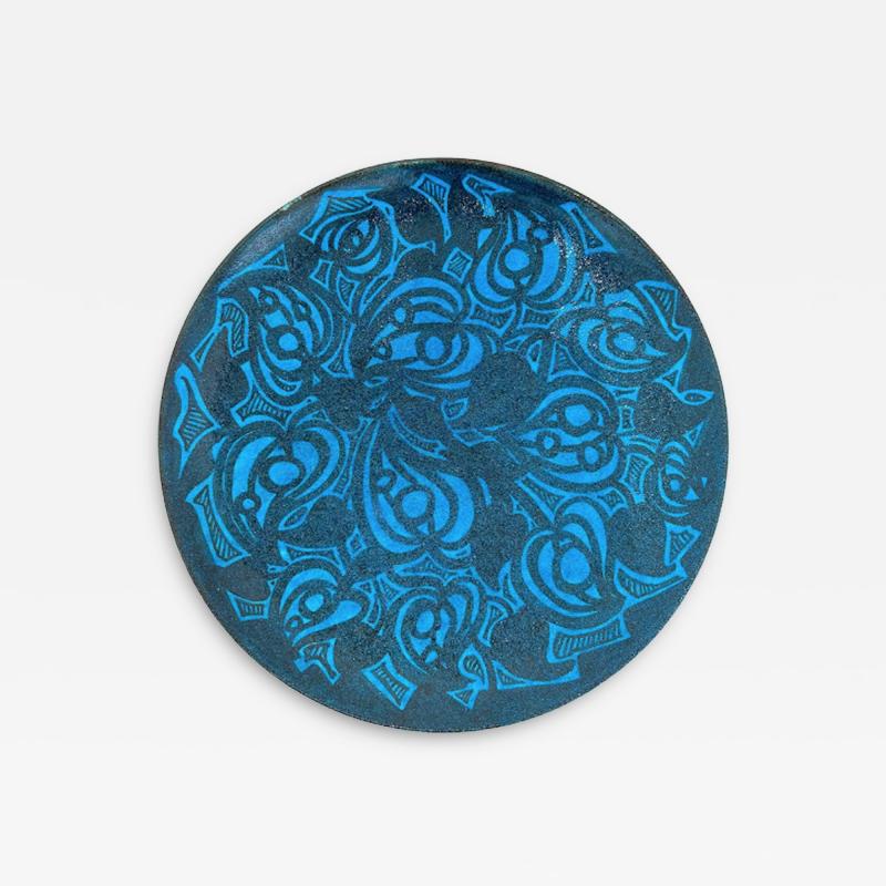 Edmond Lachenal Blue Wall Ceramique Plate by Edmond Lachenal