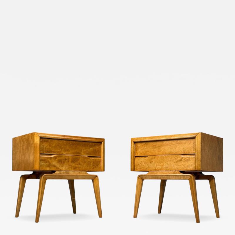 Edmond Spence Edmond J Spence Nightstands Burled Maple Bentwood Sweden 1960s