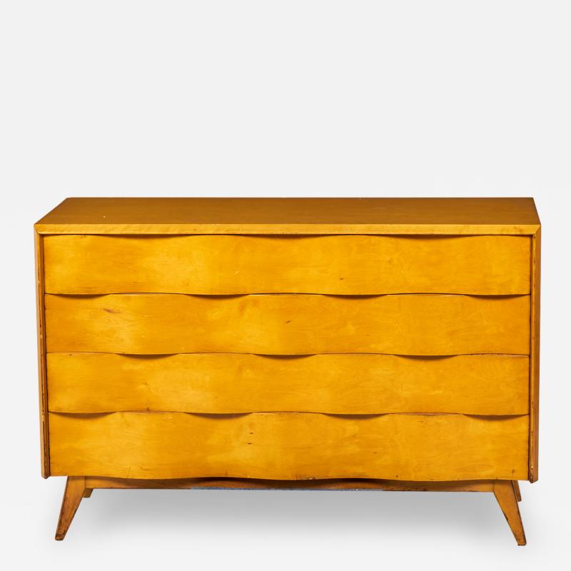 Edmond Spence Edmond Spence Swedish Mid Century Wave Front Birchwood Veneer Chest of Drawers