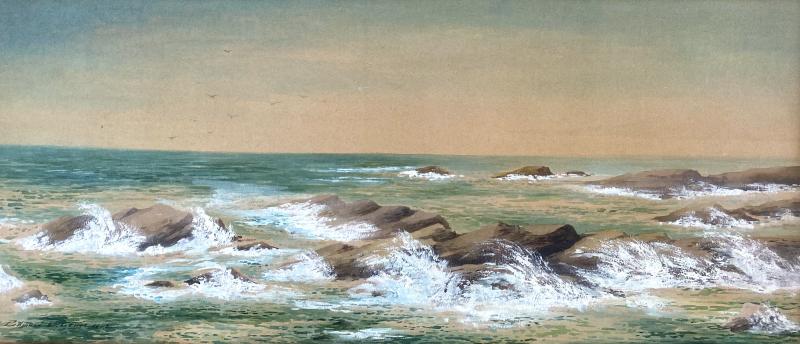Edmund Darch Lewis Waves along the Rocky Coast 