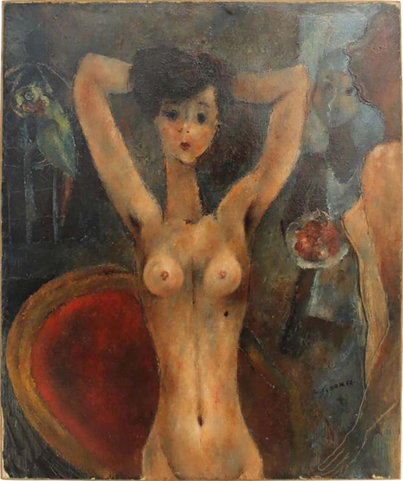 Edouard Goerg Le Grain de Beaute Oil on Canvas by Edouard Goerg