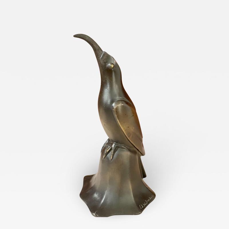 Edouard Marcel Sandoz Art Deco Bronze Blue Bird Bell Sculpture by Edouard Marcel Sandoz Cubist French