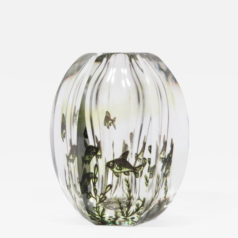 Edvin Ohrstr m Six Sided Fish Graal Art Glass Vase by Edvin Ohrstrom