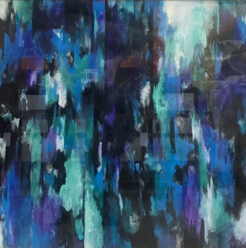 Edward Eller American Contemporary Abstract Waves Watercolor Gouache on Paper