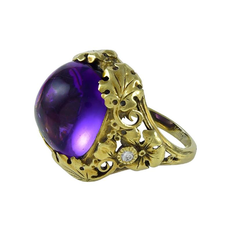 Edward Everett Oakes Oakes Studios Gold Ring with Amethyst Diamonds