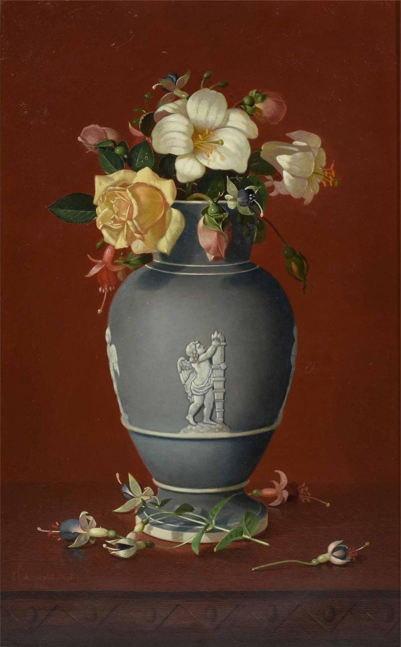 Edward Leavitt Flowers in Clasical Urn 