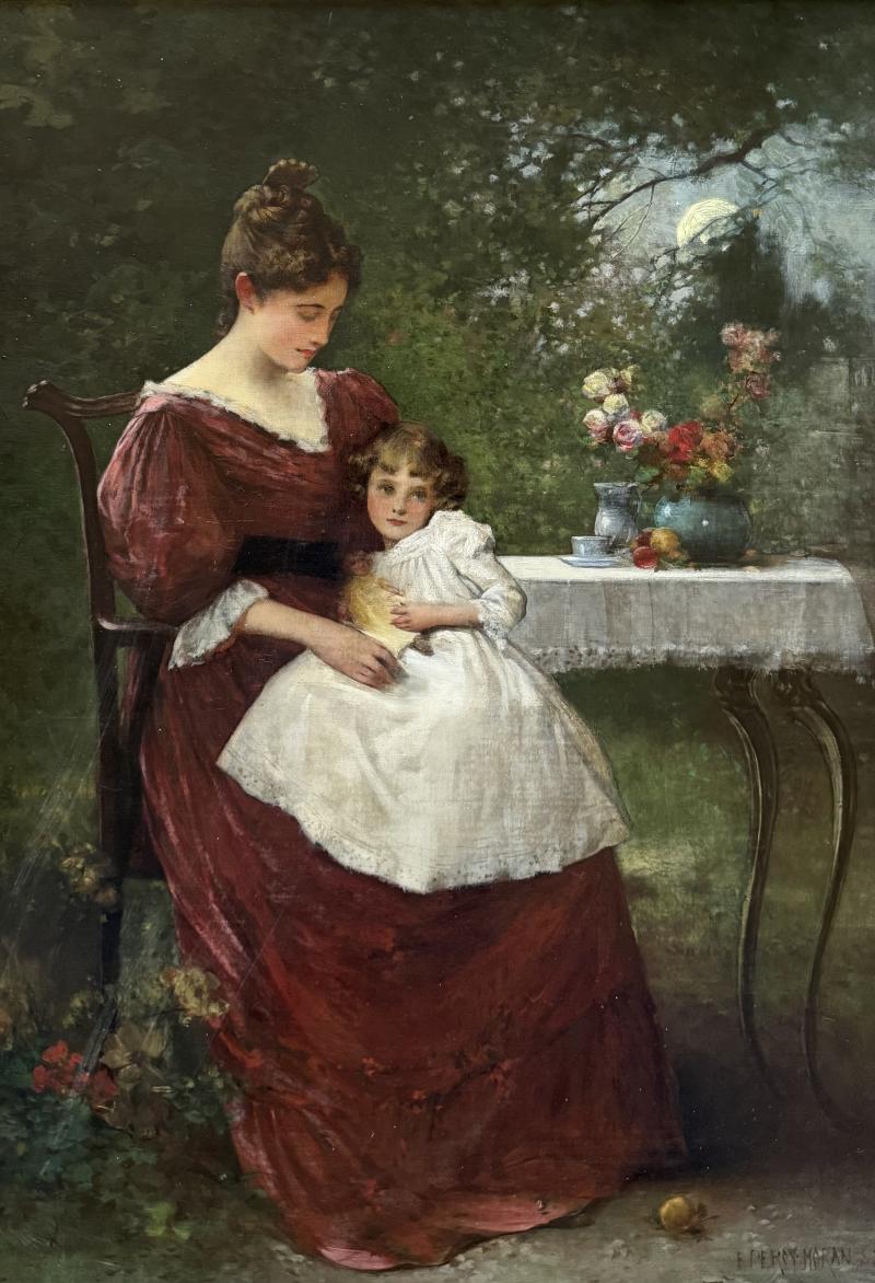 Edward Percy Moran Mother and Child in the Garden 