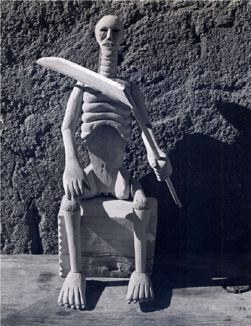 Edward Weston Wood Carving Seated Man w Sickle 1942