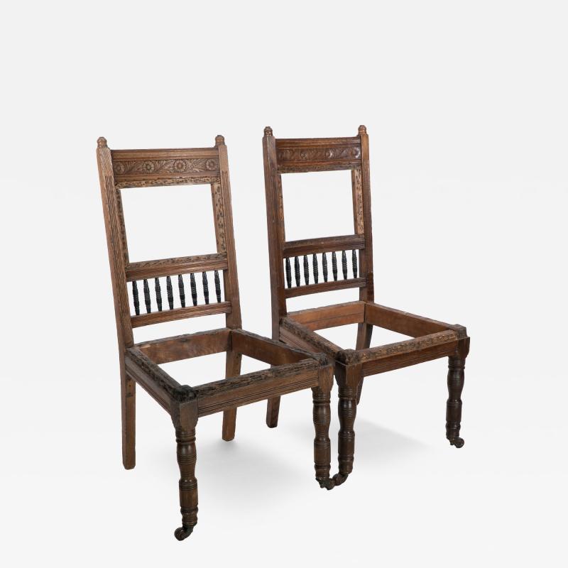 Edward William Godwin E W Godwin attributed A Pair of Oak Dining Chairs Ready Upholstery