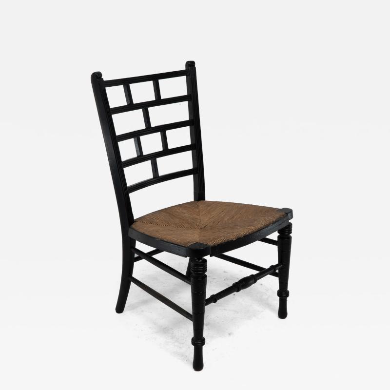 Edward William Godwin E W Godwin style Of An Anglo Japanese Rush Seat Ebonized Side Chair